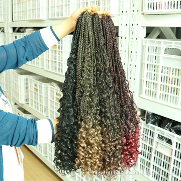 Julianna Synthetic 14 22 Inch Pre Looped  River Crochet Hair With Curly Ends Goddess Knotless Bohemian Boho Box Braids